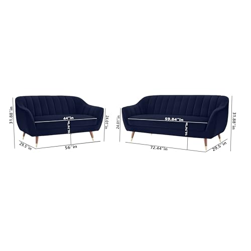 Image of AMATA Marino Solid Wood 3+2 Seater Suede Velvet Fabric Sofa Set with Two Cushions Perfect for Home Office Guests Living Room (04 Royal Blue, 3+2 Seater)(03 Year Warranty)