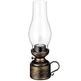 HOMSFOU Vintage Flameless Table Lamp LED Kerosene Lamp Nightstand Oil Battery Operated Retro Candle Lantern for Bedroom Living Room Decor Bronze