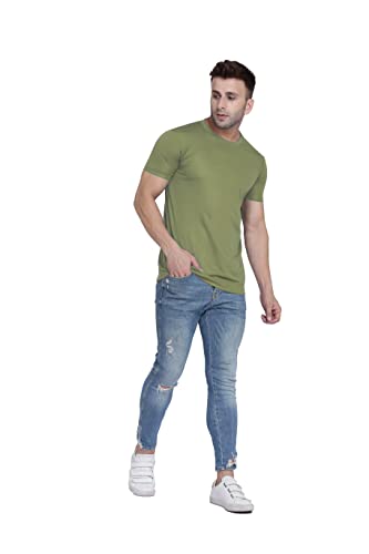 Image of TQH Men Dri Fit Polyester Half Sleeve Round Neck Multicolor t Shirts - Combo Set of 2