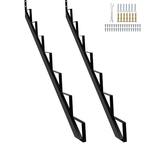 Zwinz Heavy Duty Steel Stair Riser 7 Step, Metal Stair Stringer for Deck Height 58 inches, Stair Step Riser for Porch Step Outside Stairs（2Pack