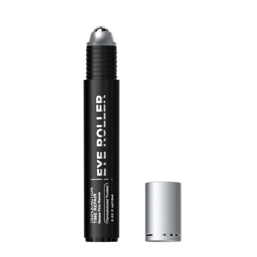 Under Eye Brightener Roller - Caffeine & Retinol Eye Serum for Dark Circles, Puffiness & Fine Lines, Travel Essential Vegan Skincare, Cooling Eye Massage, Dermatologist-Tested, 0.52 fl oz