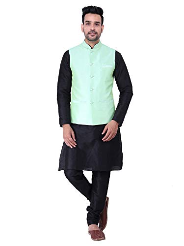 Image of Sadree Silk Men's Kurta Pajama Waistcoat or Nehru Jacket Set