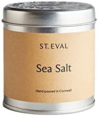 St. Eval Sea Salt Scented Tin Candle - Wax - Refreshing Fragrance - A Unique Blend of Marine Scents with Salty Accords and Floral Notes on a Bed of Musk - Made in Cornwall