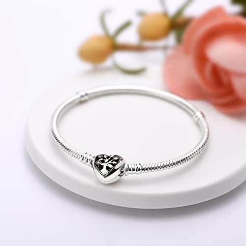 Gxlilp Snake Bracelet For Women Pandora Charm Bracelets 925 Sterling Silver Snake Chain Bracelet Jewelry Blue Eyes Bracelet Charm Gift For Women Girls (Life Tree Bracelet, 7.5In) #TOP4