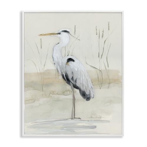 Heron Riverbank Watercolor Bird, 11 x 14 Inch Framed Giclée Print