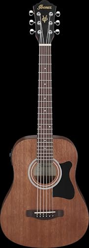 Image of Ibanez Mini Dreadnought Acoustic-Electric Guitar, Open Pore Natural, Built-in Electronics, Compact Travel Size V44MINIE-OPN