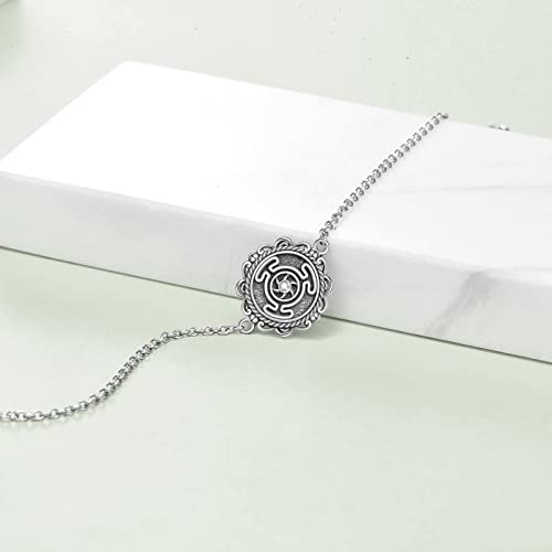 Image of CRMAD Moonstone Moon /star /daisy /turquoise /rose flower /cat /Hecate /airplane /pearl /Chakra /rose pearl /butterfly /wave /starfish Anklet for Women Sterling Silver Anklet Irish Jewelry