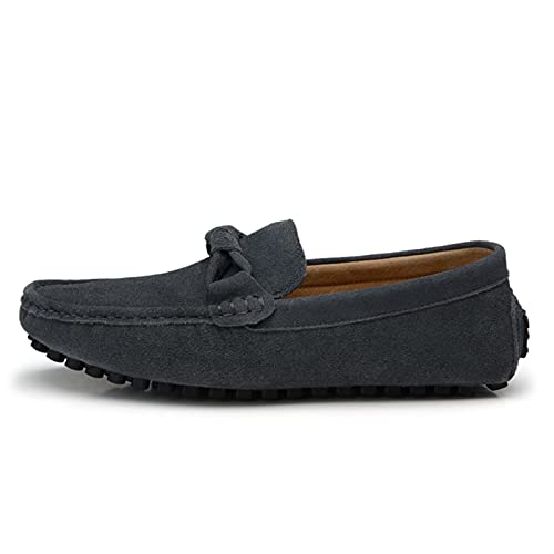 Mocasines de hombre en cuero genuino y gamuza con suela plana flexible
