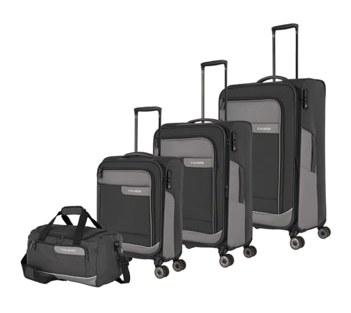 Set de valises travelite VIIA 4 roues en tissu recyclé tailles L M S et sac