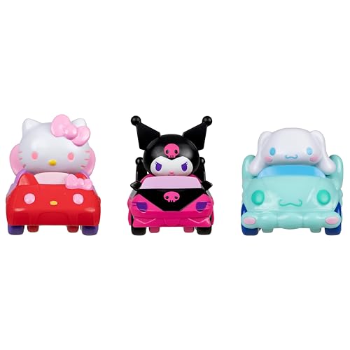 Jazwares Hello Kitty and Friends 2-inch Vehicle 3-Pack - Features Hello Kitty, Kuromi, and Cinnamoroll - Toys for Kids and Collectors Ages 6 and Up