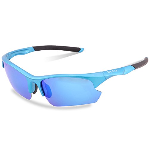 DUCO Polarisierte Sport-Sonnenbrille zum Laufen Radfahren Angeln Golf TR90 Unbreakable Rahmen 6213 (Blau)