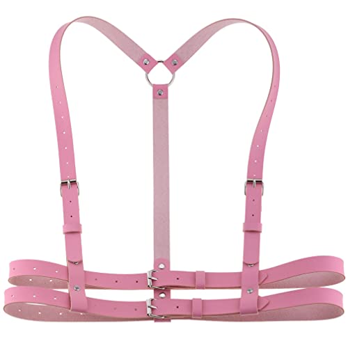 Chest Harness For Women – Gothic Strappy Shoulder & Upper Body Harness – Bondage-Sexy Punk Body Harness Belt– Fashion Statement for Clubwear, Cosplay, Raves & Alternative Streetwear Pink2