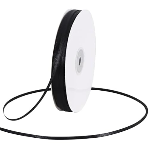 TONIFUL 1/8 Inch x 200 Yards Black Satin Ribbon Thin Ribbons for Gift Wrapping Hair Bows Crafts Hanging Tags Invitation Card Balloons Strings Halloween Christmas Party Decoration