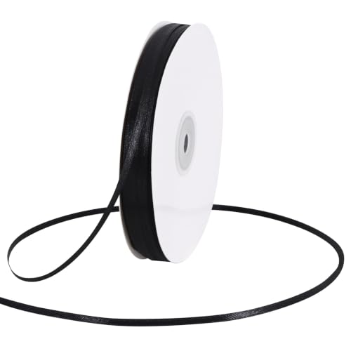 Cinta de satén de 1/8 pulgadasx200 yardas, color negro, fina y sólida, carrete gigante, globos de ramo de regalo para el cabello, decoración de fiesta