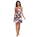 DOMIKING Camo Colorful Classic Women's Nightgown Satin Sleepshirt Sexy Negligee for Sleeping S