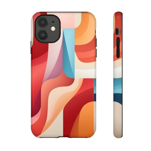 Coque iPhone 11 rigide formes incurvées colorées abstraites protection glossy