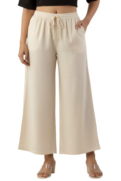 Image of Moirai Super Soft Viscose Rayon Palazzo Pants for Women Relaxed & Regular Fit Solid Palazzo for Women & Girls Casual Ethnic Wear
