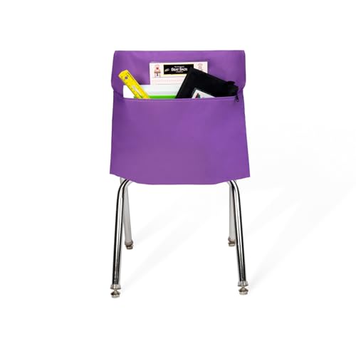 Image of Seat Sack Student Chair Storage Pocket - 15 inch, Single Pocket, Classroom Organizer for Student Desks, Durable Over-the-Chair Storage, Purple, 1-Pack