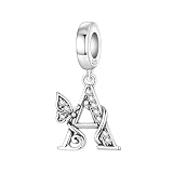 ZHANGAIQINYG Plata CZ Zircon mariposa AZ 26 dijes de letras cuentas del alfabeto colgante ajuste pulsera collar joyería DIY(OTC1440-A)