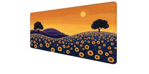 Tapis de souris géant motifs fleurs bords cousus durables pour clavier de gamer et PC fixe