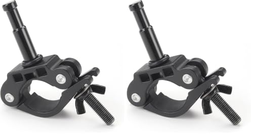 Image of PHOCUS Half Coupler Clamp with 5 /8 inch Baby Pin, Heavy Duty Truss Clamp on Round Tube for Supporting Photography Video Light Studio LED Ring Light (Clamp Range: 40-50mm) (Pack of 2)