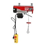 550 LBS Electric Winch110V Electric Hoist Winch with Wired Remote Control & Single/Double Slings Automatic Lift with Emergency Stop, Electric Hoist for Garage, Factories, Warehouses