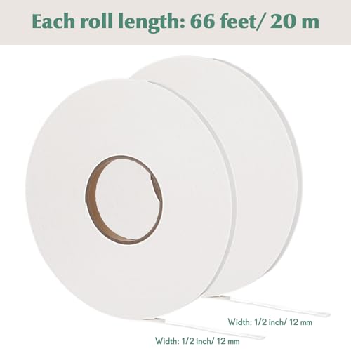 Image of Tatuo 2 Rolls Double Sided Foam Tape PE Foam Tape Sponge Soft Mounting Adhesive for DIY Craft Picture Poster Hanging(1 /2 Inch by 66 Feet,White)