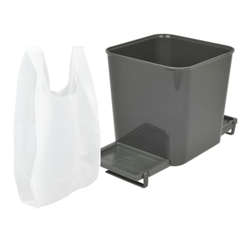 Image of Car Trash Can with Stability Wings - Leakproof Portable Garbage Bin for Fabric & Rubber Mats - Compact Durable Plastic Auto Organizer for Cars, SUVs, Trucks (Gray, Small)