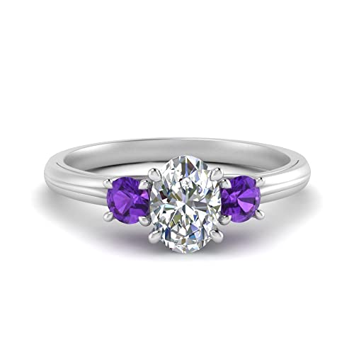 Image of Choose Your Gemstone Classic Three Stone Ring 925 Sterling Silver Oval Shape 3 Stone Engagement Rings Everyday Jewelry Wedding Jewelry Handmade Gifts for Wife US Size 4 to 12