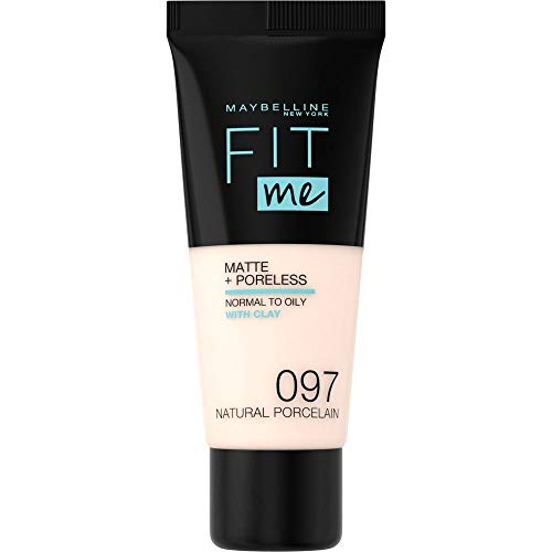 Maybelline New York, Base de Maquillaje que Calca a tu Tono Fit me! Mate y Afinaporos, Color: 097 Natural