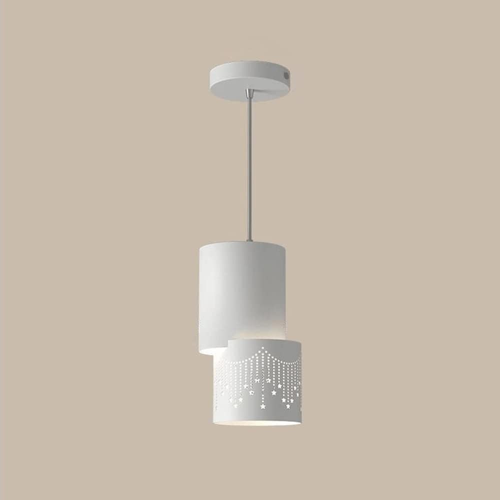 TONFON Nordic Cylindrical Shade Chandelier White LED Pendant Light Restaurant Hotel Office Ceiling Light Fixture for Kitchen Island Dining Room Bedroom Hallway Bar Living Room Hanging Light