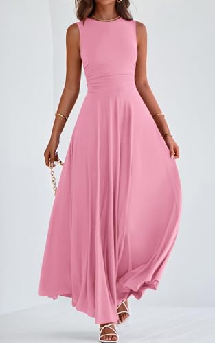 Image of PRETTYGARDEN Womens Summer Dresses 2026 Casual Sleeveless Crewneck Aline Maxi Dress Stretch Tank Flowy Long Dresses