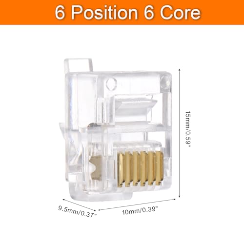 QUARKZMAN Telefonmodularstecker männlich RJ11/RJ12 Stecker, Kupferkern 6P6C klar 20 Stück