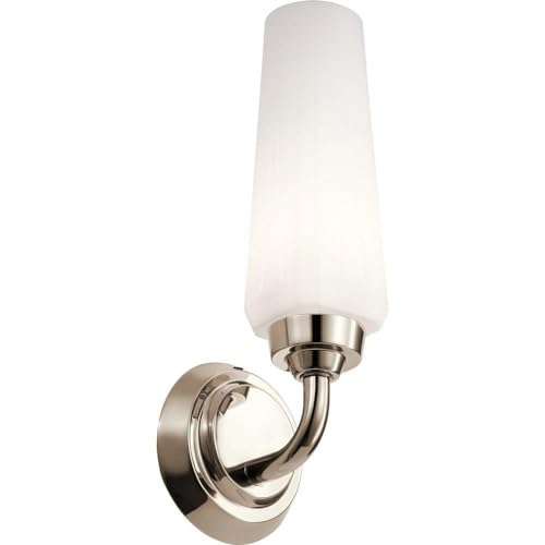 Image of Kichler Truby 11.5 Inch 1 Light Wall Sconce with Satin Etched Cased Opal Glass in Polished Nickel