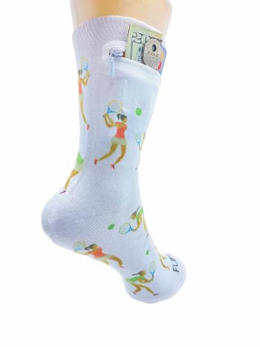 Image of Zipper Sock Wallet - Cotton & Polyester Zipper Socks with Pockets - Fits shoe size 6-13