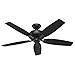 Hunter 52 inch Outdoor or Indoor Ceiling Fan No Light - Black Ceiling Fan without Light, For Patio, Porch, Garage, or Living Room, Standard Mount, 5 Blades, Pull Chain - Newsome 53324, Matte Black