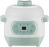 Elektrischer Schmortopf 220V 1L Kleiner Schongarer Keramik Suppe Brei Kocher Suppenkocher Gartopf Elektrischer Eintopf Multifunktion Mini Slow Cooker mit Intelligenter Reservierungsfunktion (Grün)