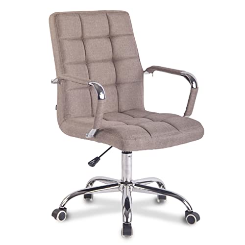 CLP Fauteuil de Bureau Deli Tissu - Chaise de Bureau Réglable en Hauteur et Pivotante - Dossier Haut et Accoudoir - Couleur :, Couleur:Taupe