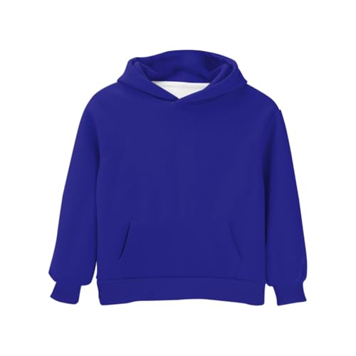 Kids Pullover Hoodies Plain Cute Hoodie Sweatshirts Oversized Thin Lightweight School Tops Clothes (Blue, 9-10 Years)
