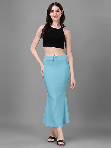 Image of Women's Saree Shapewear Petticoat, Cotton Blend Stretchable Mermaid Skirt, High Waist Tummy Control, Smooth Curve Fit with Adjustable Drawstring