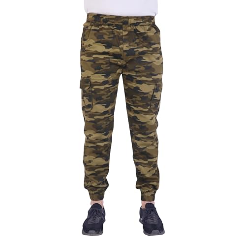 Image of Men'S Cotton Blend Joggers | Camouflage Printed Army Track Pants | Regular Fit | Cargo Pocket Style | Casual Wear
