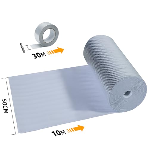 Cclife Isolante Termico Alluminato Foglio 3-4Mm Riflettente Termosifoni,0.5X10 M - 5㎡ - 6