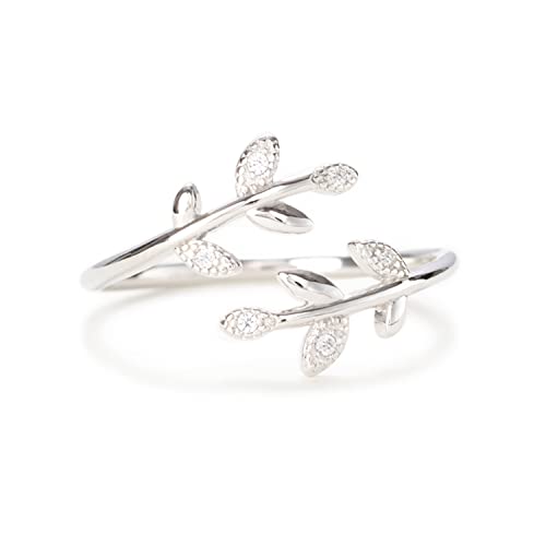 STORYJEWELLERY Story Jewellery Leaf Ring for Women, Gold Plated Sterling Silver Leaf Ring for Girls, Dainty Olive Promise Ring for Women, Birthday Christmas Gifts Rings for Her