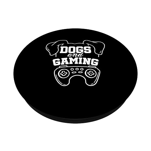 Dogs And Gaming Gamer Video Game Player Games Nerd Geek PopSockets Swappable PopGrip, Black - Image 2