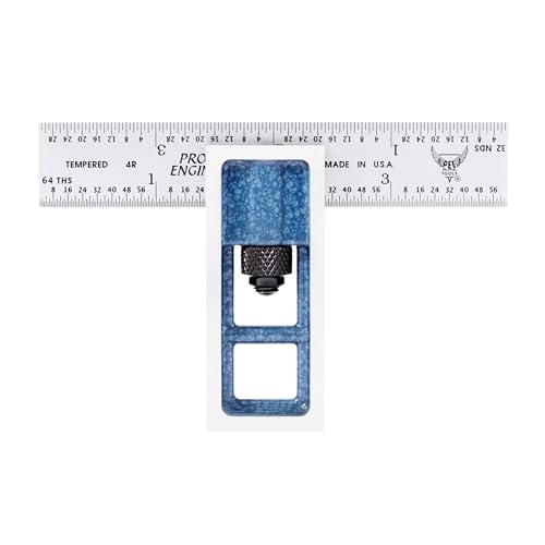 PEC Precision Double Square - 4 Inch Adjustable Machinist Square,Hardened Tempered Steel Blade,