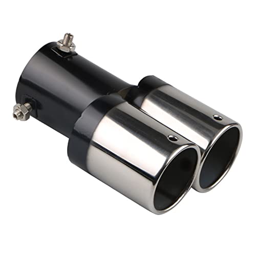 ETOPARS 62mm Tubo de Escape del Coche Universal Tubo de Punta de Silenciador de Escape Acero Inoxidable Tubo de Extremo Cola Final Automóviles Salida Doble Directo Plata