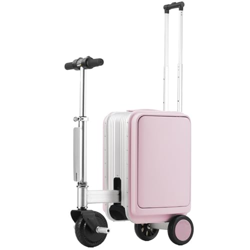 Scooter Suitcase Ride Scooter Luggage Electric Ride-On Suitcase Scooter Carry-On for Adults, Lightweight Luggage with Wheels, Multifunctional Ride On Travel Trolley Scooter,Pink