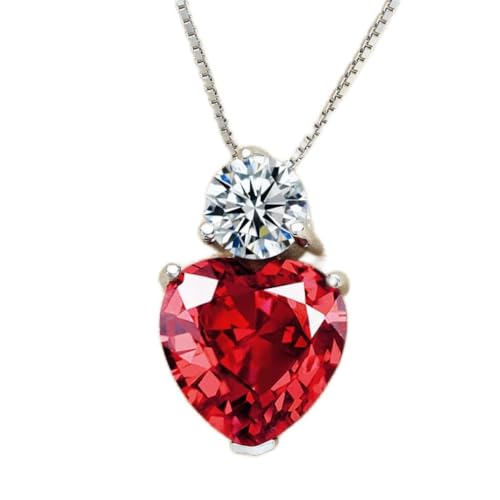 Collier avec pendentif en forme de cœur rouge brillant