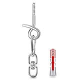 Poprkdre Deckenhaken für Hängesessel Aufhängung, Langlebiges Deckenhaken Set mit Karabiner+Wirbel+Fischer Dübel, Belastbar bis 200KG