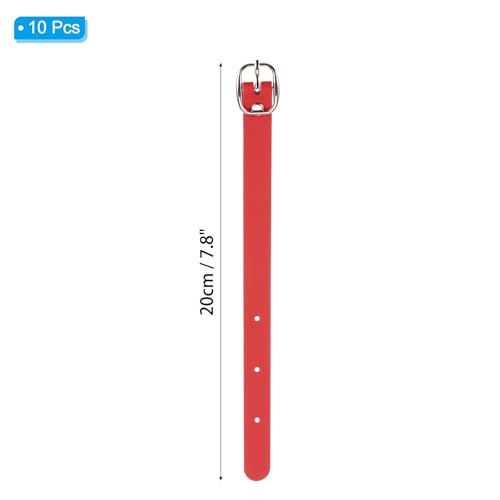 Image of PATIKIL Luggage Tag Strap, 10 Pcs PU Leather Extender Buckle Straps Luggage Tag Luggage Strap Tag Holder Adjustable for Suitcase Hanging Accessories Travel, Red
